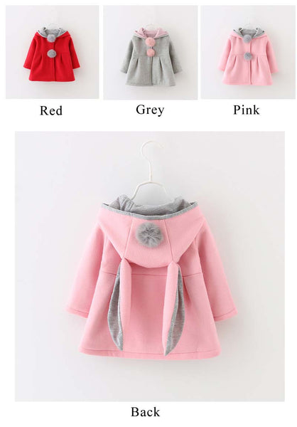 Cute Rabbit Hooded Princess Jacket - Baby Girl Outwear