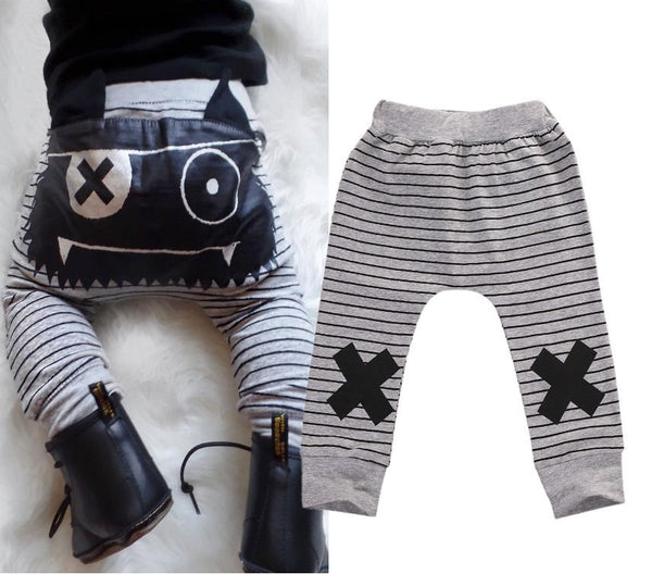 0-2Y Baby Boys Girls Cute Striped Monster Bottom Pants Leggings Harem Pants Kids Trouser - Baby Gifts Delivered