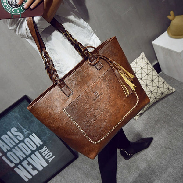 2017 Large Capacity Women Bags Shoulder Tote Bags bolsos New Women Messenger Bags With Tassel Famous Designers Leather Handbags - Baby Gifts Delivered