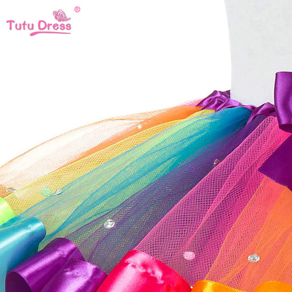 1PC New 2017 Girls Dress Baby Kids Girl Dress Tutu Dress Children With Diamond Rainbow Dresses - Baby Gifts Delivered