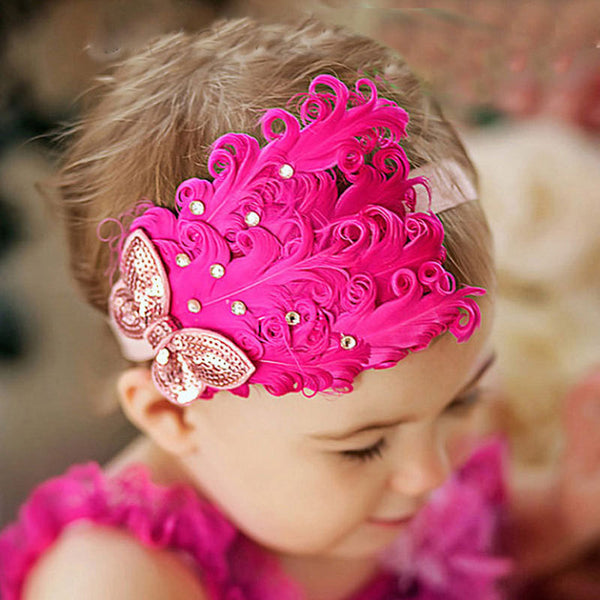 1pcs Baby Hair Band Feather Flower Hair Bow Head Band Baby Girl Hair Accessories Baby Girl Headbands Bandage On Head Children - Baby Gifts Delivered