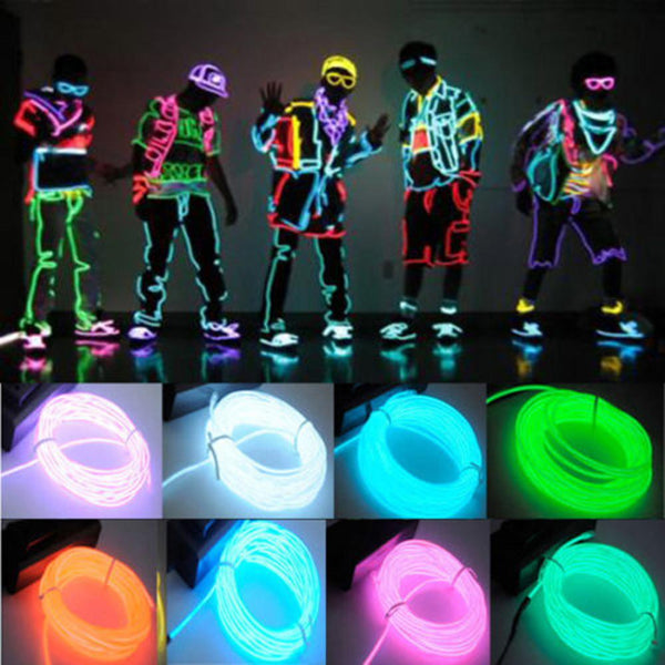 2017 New 3M Flexible EL Wire Neon Light for Dance Party Car Decor with Controller Waterproof Car Vehicle Shoes LED Light - Baby Gifts Delivered