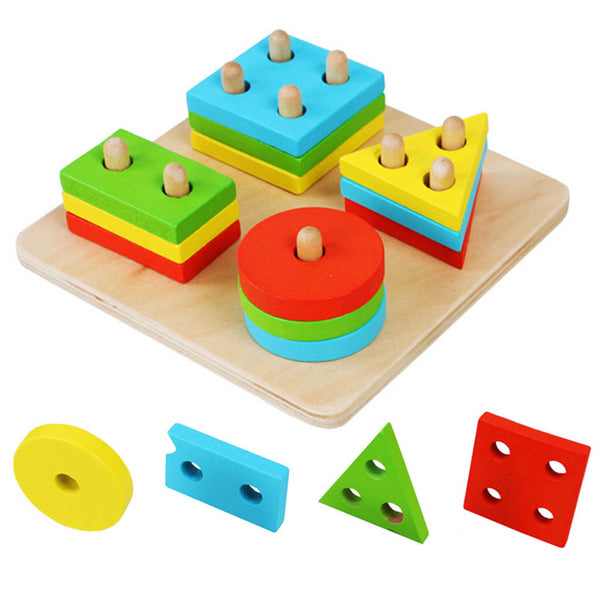 Educational Wooden Shape-Sorting Board - Montessori Baby Educational Toys - High Quality Building Blocks - Baby Gifts Delivered