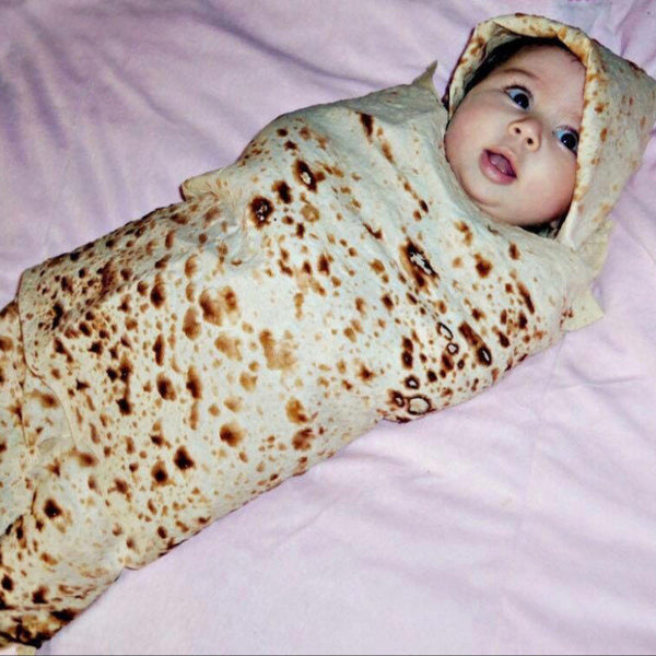 Burrito Baby Blanket  - Flour Tortilla Swaddle Wrap with Hat