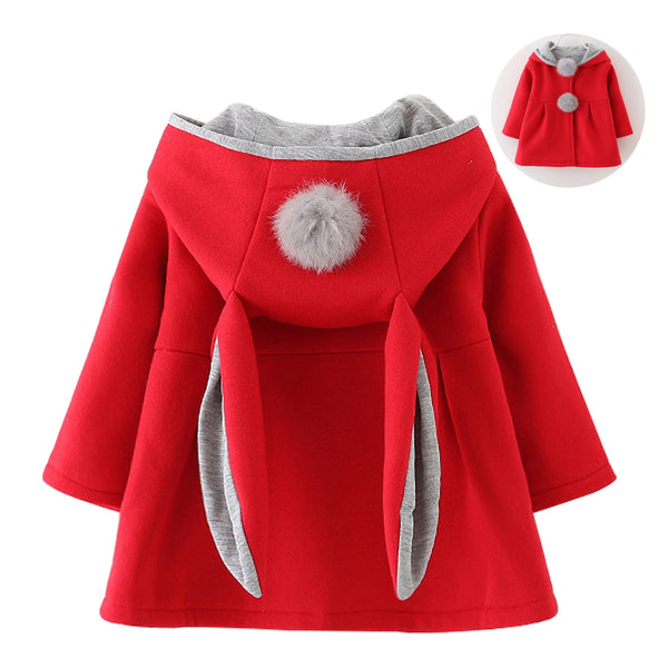 Cute Rabbit Hooded Princess Jacket - Baby Girl Outwear