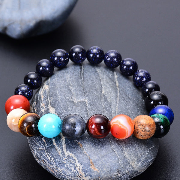 Eight Planets Natural Stone Bracelet Universe Yoga Chakra Galaxy Solar System Beads Bracelets for Men Women Jewelry