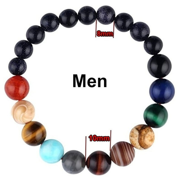Eight Planets Natural Stone Bracelet Universe Yoga Chakra Galaxy Solar System Beads Bracelets for Men Women Jewelry