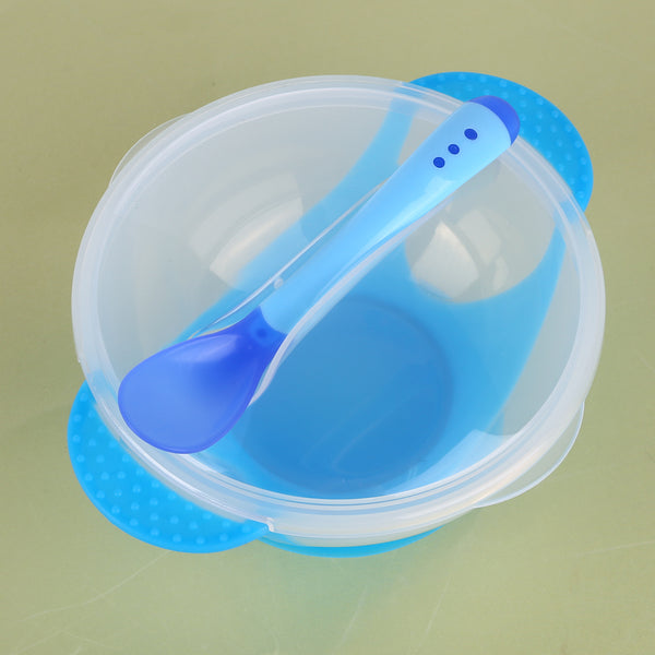 3Pcs/set Baby Tableware - Suction Bowl with Temperature Sensing Spoon - Baby Gifts Delivered