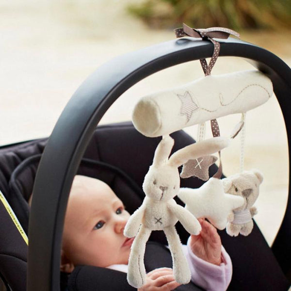 Cute Rabbit baby music hanging bed safety plush toy Stroller Mobile - Baby Gifts Delivered