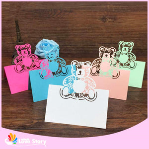 40pc Bear Laser Cut Baby Shower Invitation Cards/Placeholder cards - Baby Gifts Delivered
