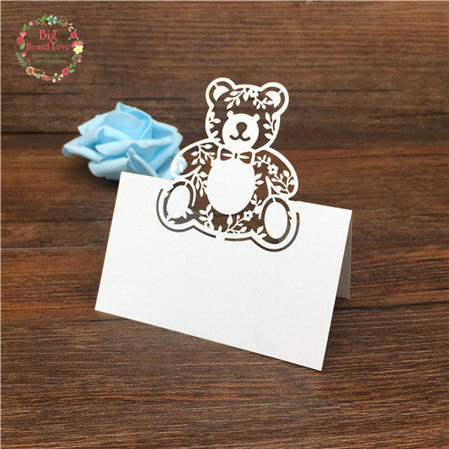 40pc Bear Laser Cut Baby Shower Invitation Cards/Placeholder cards - Baby Gifts Delivered
