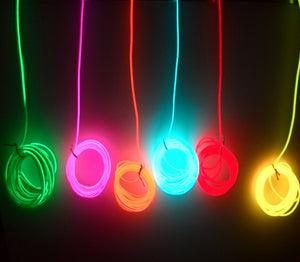 2aa battery colored 2-5m Neon Light Glow EL Wire Rope tape Cable Strip 3V LED cold Light Shoes Clothing Car decorate ribbon lamp
